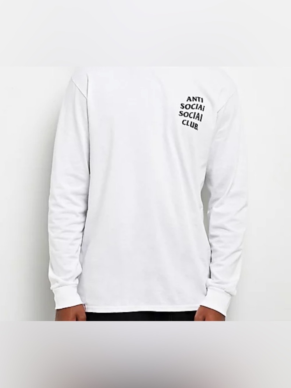 Anti Social Social Club White Long Sleeve Tee with Black Chest Logo